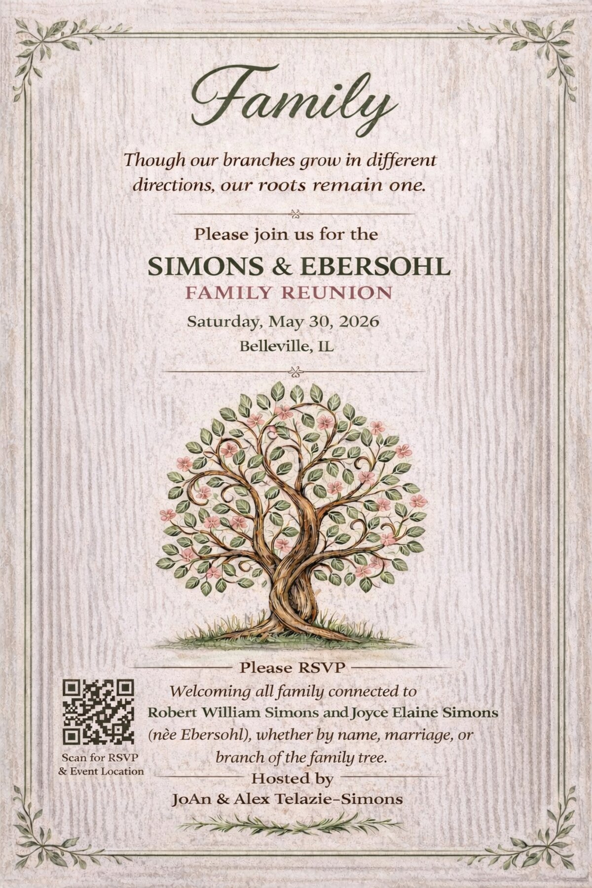 Simons & Ebersohl Family Reunion invitation artwork